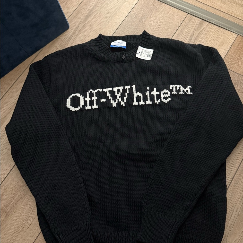 Off-White Black Crewneck Sweater Minimalist Design